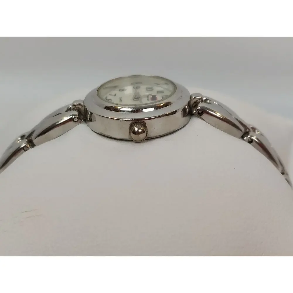 Bugle Boy Quartz Japan Movement Vintage Women's White Dial Silver Tone Watch